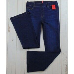 New Spanx Flare Jeans Women's Size Large Dark Wash Pull On Bootcut Trouser L